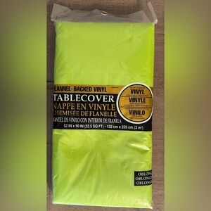 NWT Amscan Tablecloth - Flannel-backed Vinyl - Durable & Reusable - Lime Green